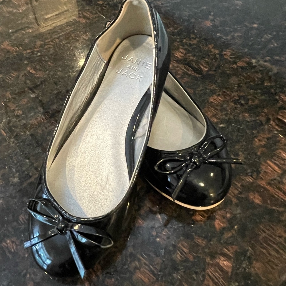 Jamie and Jack black patent flats